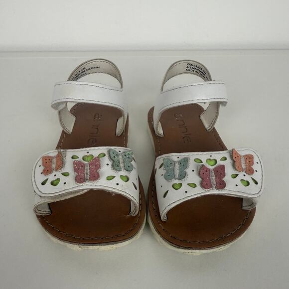 Annie Baby Toddler Girls Butterfly Heart Cut Out Detail White/Multi Sandals 6M - Picture 3 of 8